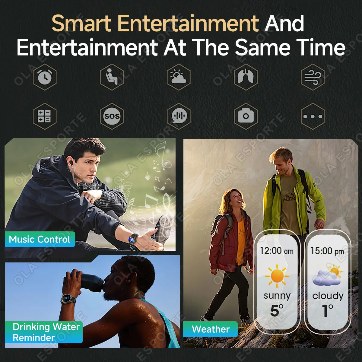 Smartwatch sportivo con chiamate Bluetooth e torcia LED