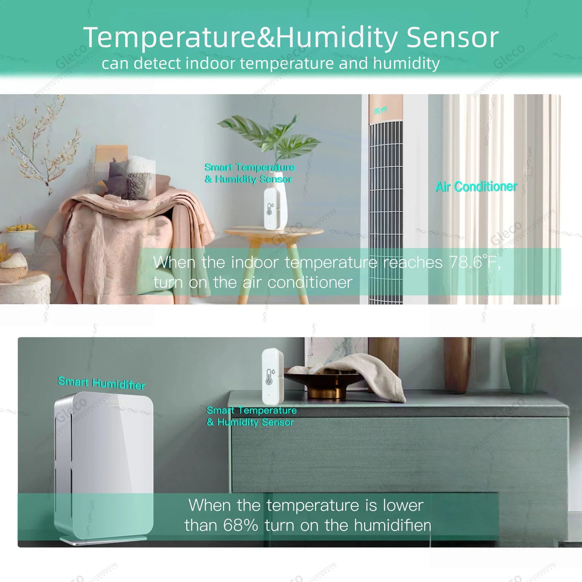 Zigbee Temperatur- und Feuchtigkeitssensor Smart Home Hygrometer Thermometer kompatibel mit Tuya Smart Life Alexa Google Assistant Z2M