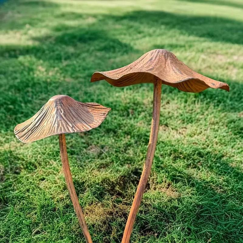 Ensemble de décorations de jardin champignons rouillés en métal rétro, plaque champignon rouillée pour extérieur, pour pelouse, décoration de jardin, décoration d'Halloween