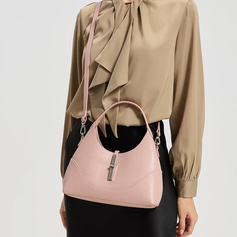 Women's Handbag Genuine Leather Shoulder Crossbody Bags Ladies Fashion Luxury Solid Versatile High Quality Cowhide Handbags
