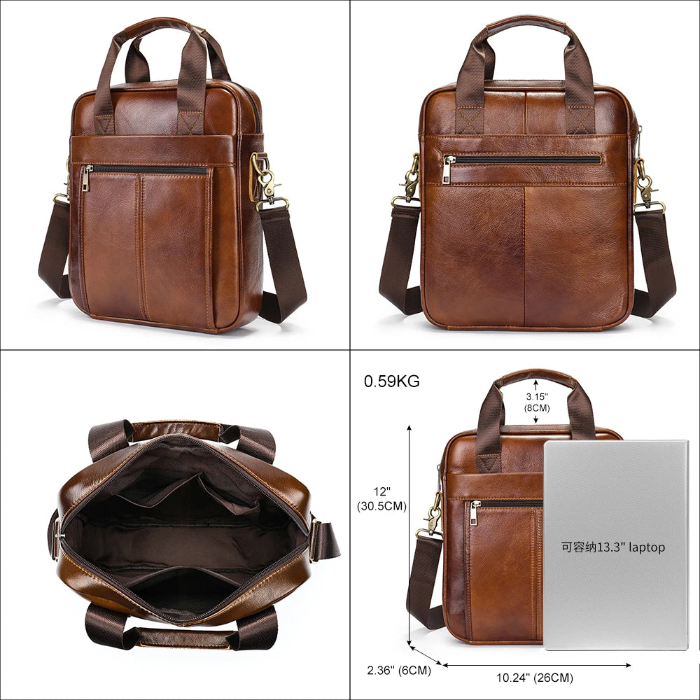 WESTAL Genuine Leather Messenger Bag for 13.3-Inch Laptop