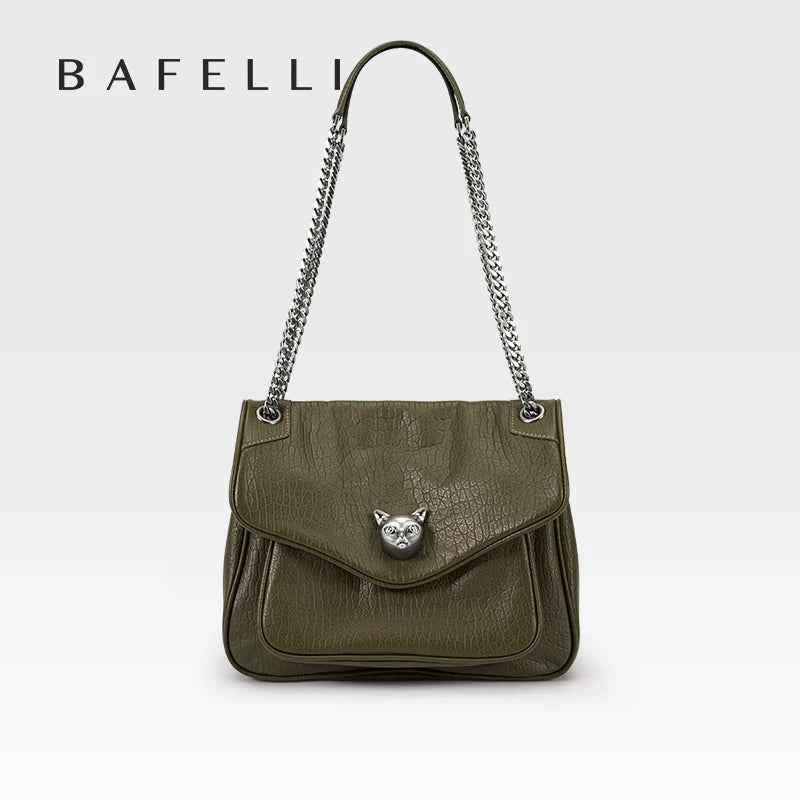 BAFELLI Trendy Chained Tote Bag for Women, Soft Leather Crossbody & Shoulder Bag, 2026 New Fashion Chic Luxury Handbag