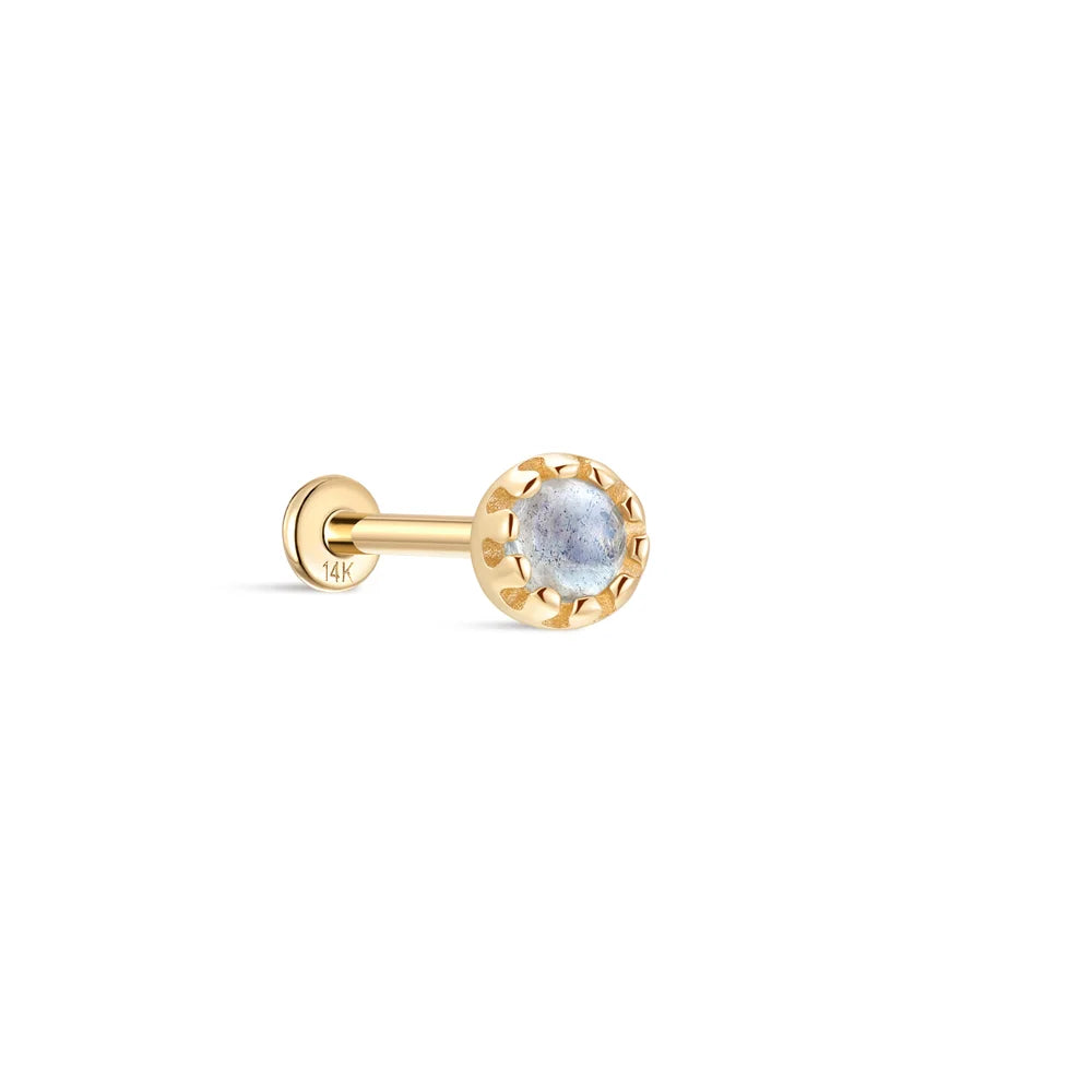 AIDE Real 14K Solid Gold Multiple Sizes Zircon Pendant Stud Earring Simple IND Piercing Ear Bone Ear Studs DIY Vintage Jewelry