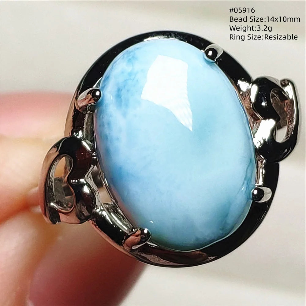 Anello regolabile in argento 925 con larimar
