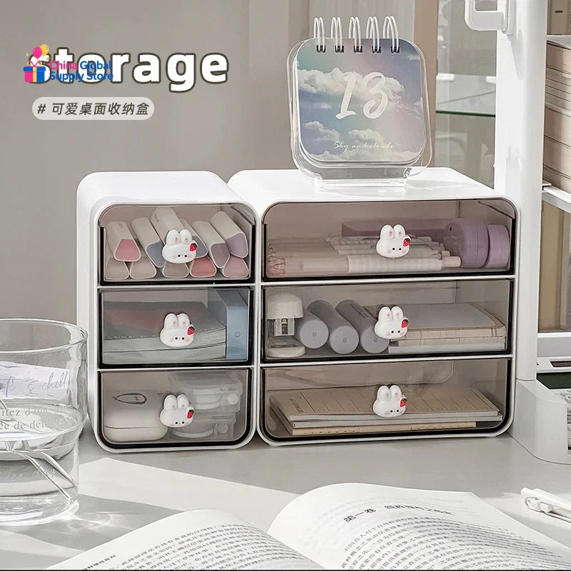 Transparent 3-Drawer Desk Organizer