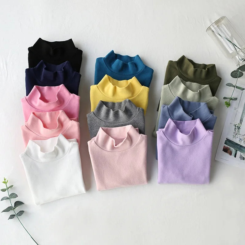 Kids’ Cotton Long-Sleeve Turtleneck Top