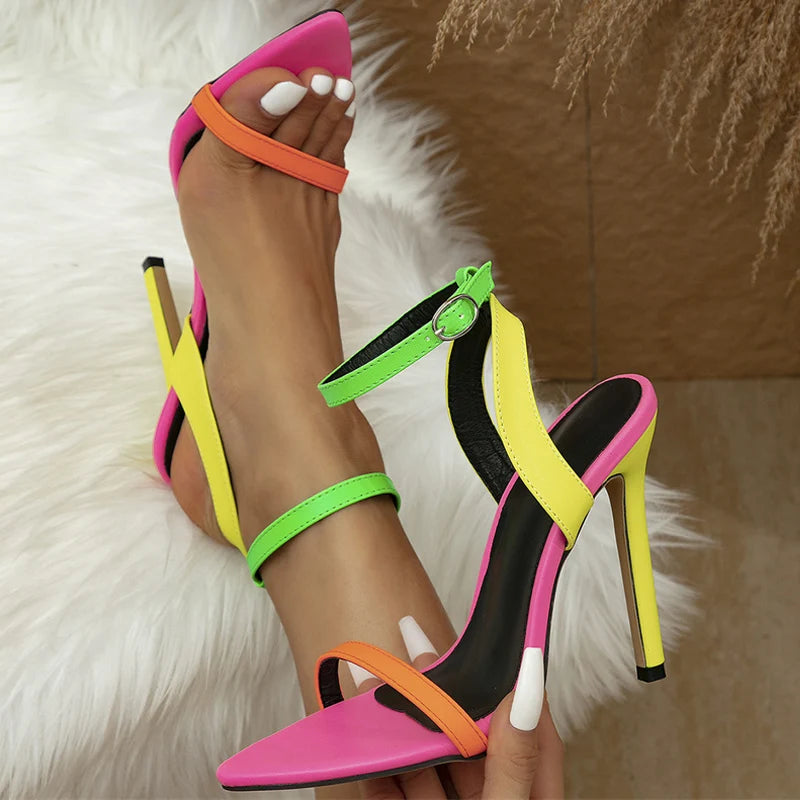 Sandali donna Liyke multicolore con tacco sottile