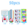 Juego de artículos de fiesta de Peppa Pig: decoración de cumpleaños, vajilla desechable, mantel, platos, vasos, servilletas y bolsas de regalo (96/60/21 piezas)