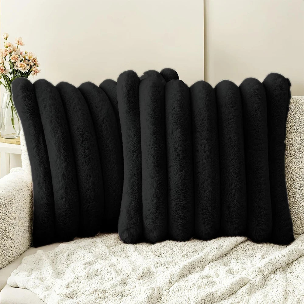 Federa decorativa nera in tessuto morbido, 45 × 45 cm