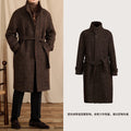Men's Winter Warm Stand-Up Collar Long Coat 70% Wool Mid-Length Loop Commuting Coat for Business Casual