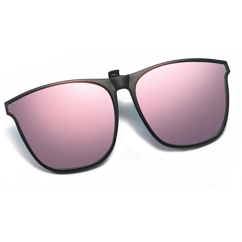 Polarized Clip-On Sunglasses for Men, Car Driver Goggles, UV400 Sunglasses, Anti-Glare Vintage Square Glasses