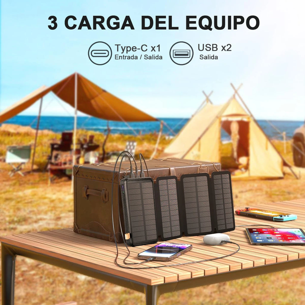 Outdoor Solar Power Bank 20000mAh Large Capacity Solar Panel Travel Outdoor Solar Mobile Phone Charger Solar Powerbanks For Camp