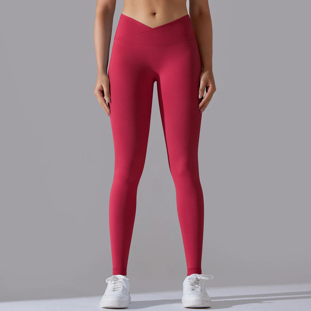 Women’s High-Waisted Yoga Leggings with Crossover Waist