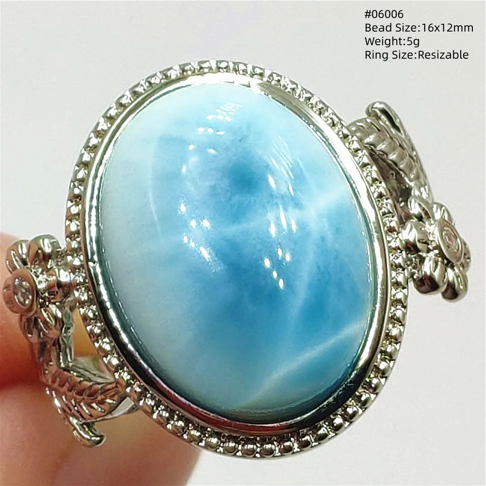 Anello regolabile in argento 925 con larimar