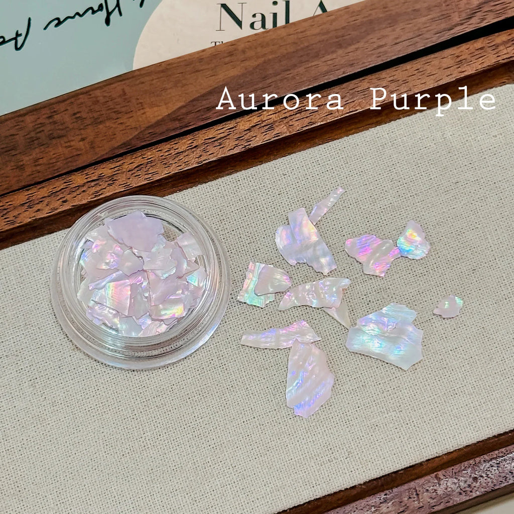 1Box of 3D Iridescent Abalone Shell Nail Charms, Irregular Aurora Seashell Nail Art Slices, Summer Manicure Accessories