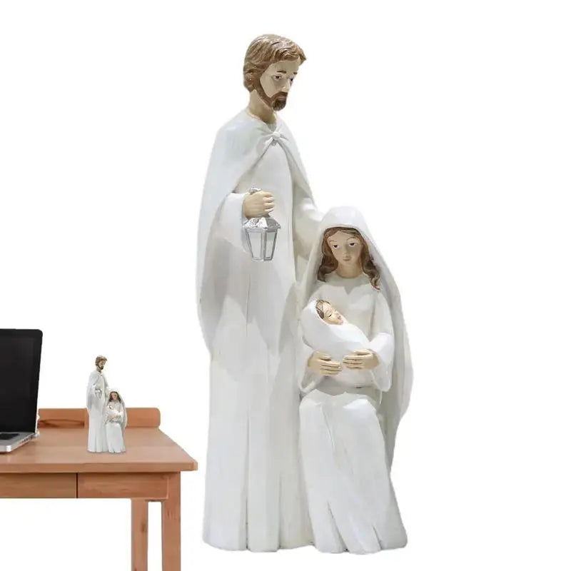Christmas Holy Family FigurinesPiece Nativity Scene Figurine Wooden Christmas Religious Art Decor Statue Suitable For Home