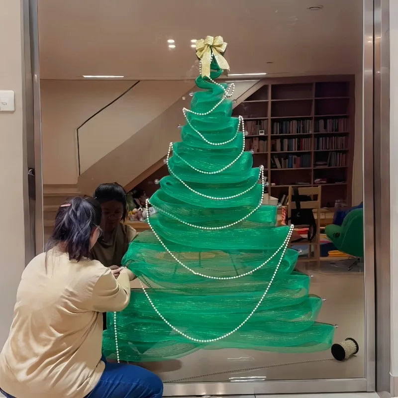 Weihnachtsdekoration DIY Glas Zuhause Weihnachtsbaum Schaufenster bodentiefes Fenster Atmosphäre Zuhause Hochzeit Szenengestaltung
