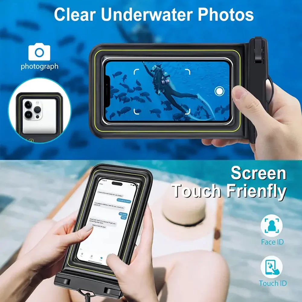 Wasserdichte Handytasche - Handyhülle mit Trageband, unverzichtbar für Strand, Schwimmen, Skifahren, Driften und Surfen