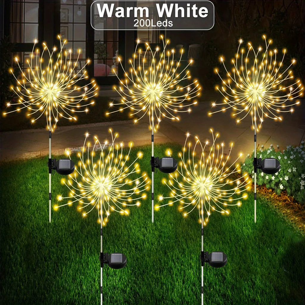 1 lot de feux d'artifice solaires pour extérieur, éclairage décoratif pour jardin, patio, Halloween, Noël, mariage, décoration murale