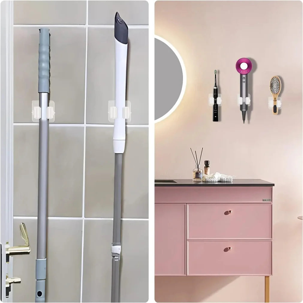 Crochets adhésifs polyvalents pour suspendre des balais et serpillières au mur, accessoires d’organisation pour cuisine, salle de bains et maison