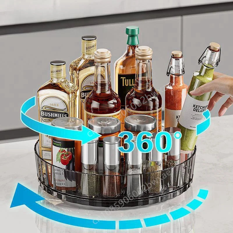 Organizador giratorio 360 para especias, estante para armario de cocina, bandeja giratoria con base para almacenamiento de condimentos y cosméticos