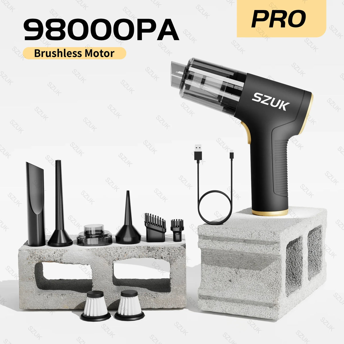SZUK 98000PA Car Vacuum Cleaner Wireless Mini Powerful Cleaning Machine Handheld Portable Car Blow Computer Home Appliance