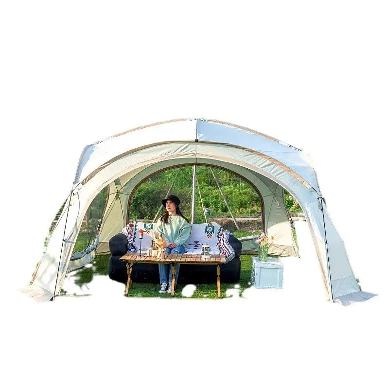 Dome-Style Camping Lounge Tent, Outdoor Sunshade Shelter with Breathable Ventilation, Wind-Resistant Rain-Repellent Cover