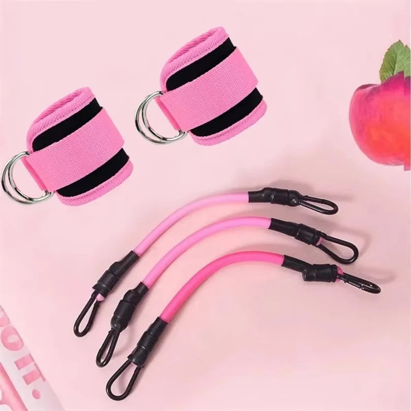 Resistance Band Set with Ankle Straps for Home Workouts