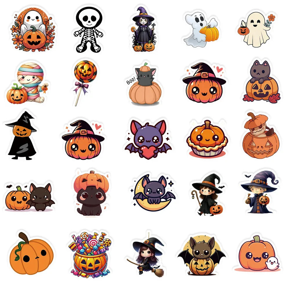 50PCS New Halloween Transparent Stickers - DIY Decor for Phones, Luggage, Journals & Gift Boxes AnimeWorlds Store