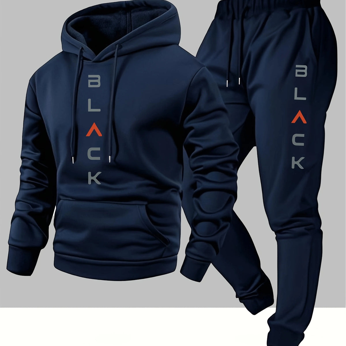 Men's soft, comfortable Boston-print hooded sweatshirt and sweatpants set, eco-friendly thin velvet warm autumn-winter hoodie.