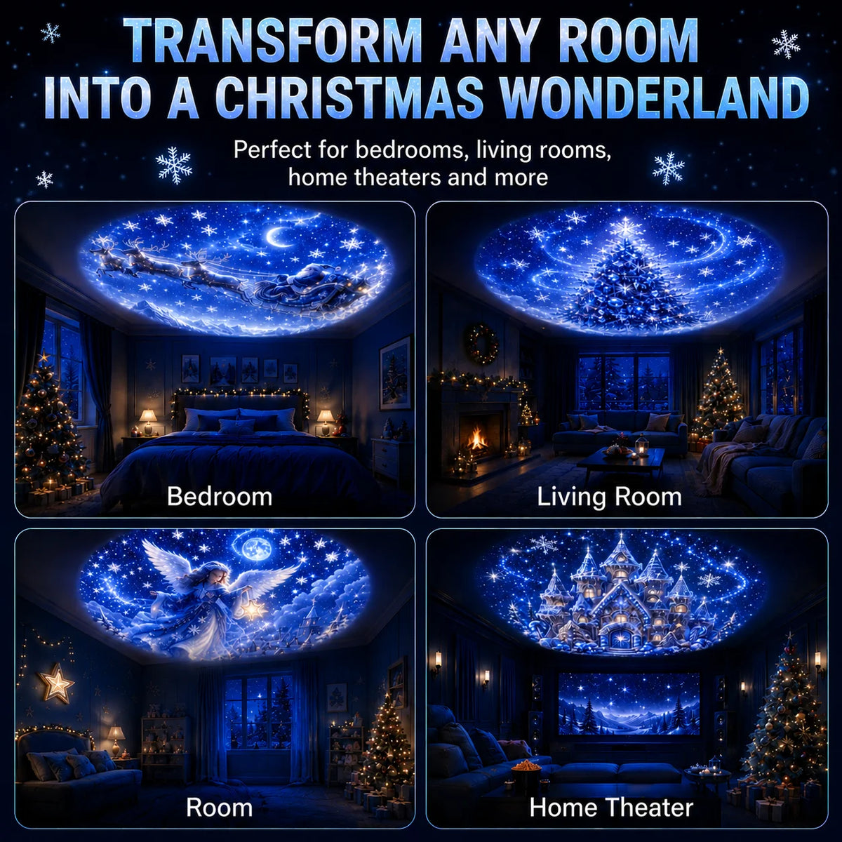 Christmas 8-Pattern Projection Festive Light Decoration Night Light