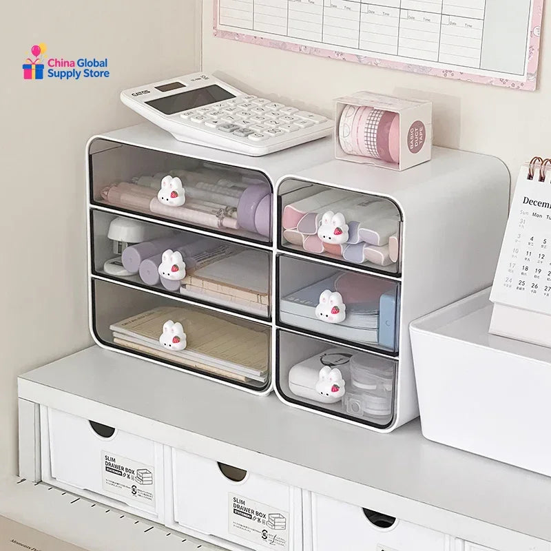 Transparent 3-Drawer Desk Organizer
