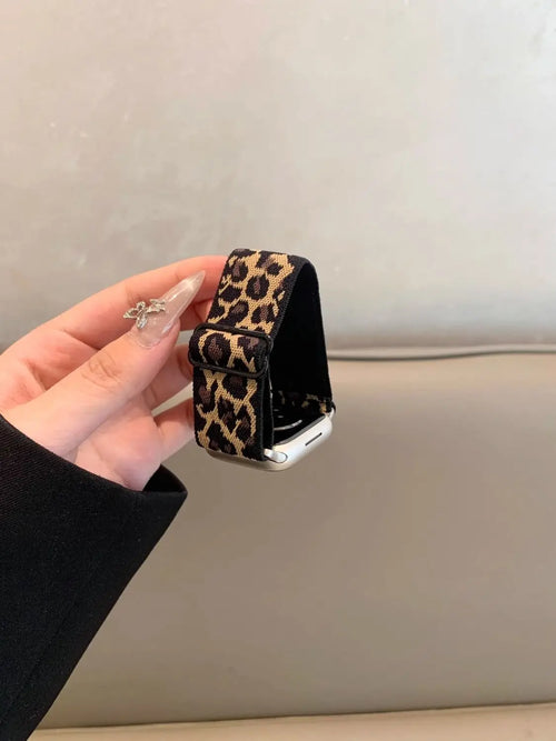 1 Pack Leopard Print Elastic Loop Band Compatible With Apple Watch Band 38mm 40mm 41mm 42mm 44mm 45mm 49mm, Replacement Bracelet