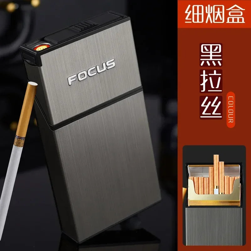 20 Étui à cigarettes de fin de paquet Rallume-cigare en fil de tungstène remplaçable Briquet USB Étanche Résistant à l'humidité Briquets électriques Fumer
