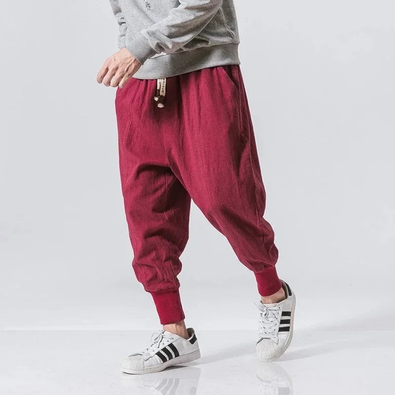 Men Harem Pants Streetwear Cotton Joggers New Baggy Hip Hop Fashion Pants Casual Solid Trousers Male Trendy Sweatpants