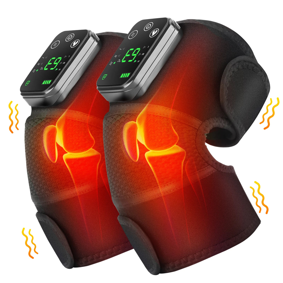 1/2 UDS. Almohadilla Masajeadora Eléctrica Calefactable 3 En 1 con Vibración para Rodilla, Hombro y Codo, Compresa Caliente Térmica, Soporte Articular y Relajación Muscular