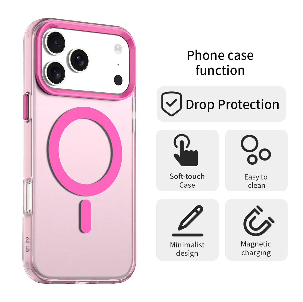 Matte Clear For Magsafe Wireless Charge Case for iPhone 13 14 15 16 17 18 Pro Max Air Plus Military Shockproof Candy Color Cover