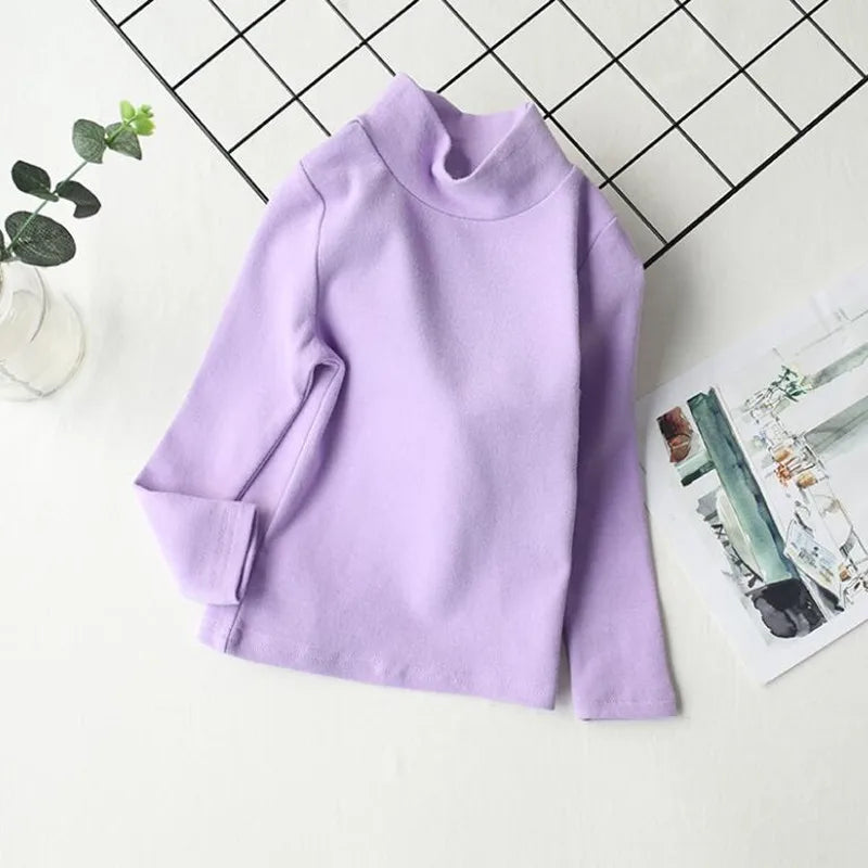 Kids’ Cotton Long-Sleeve Turtleneck Top