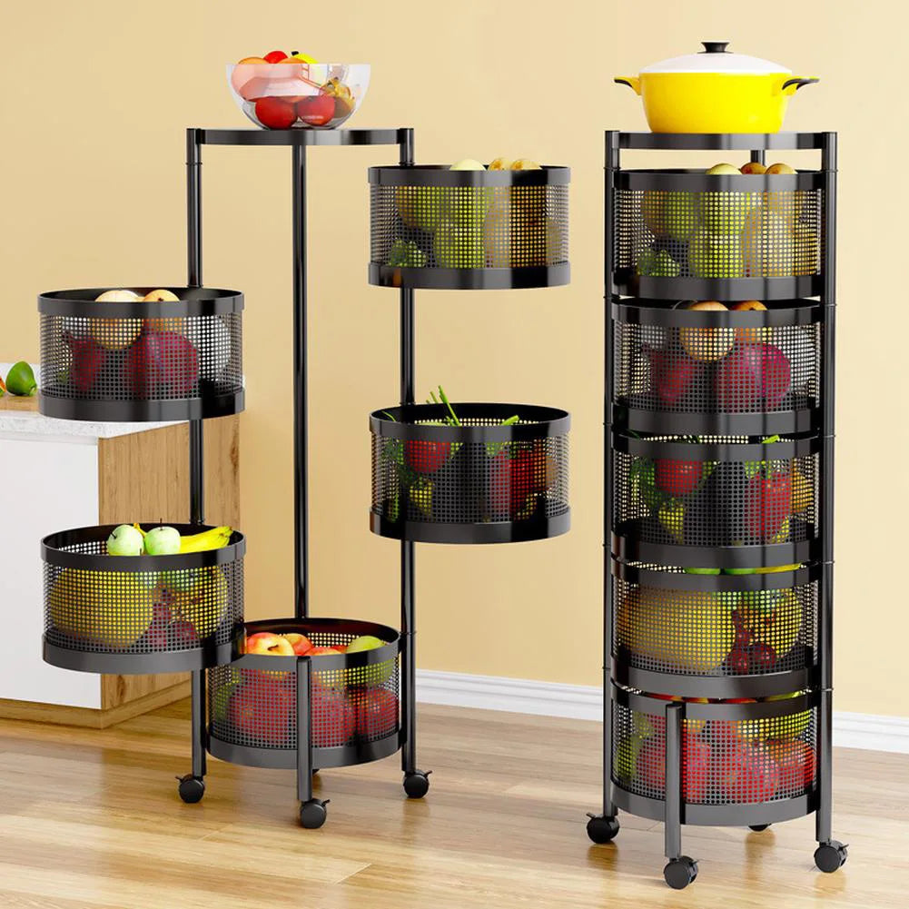 Étagères de rangement rotatives à 3/4/5 niveaux, paniers de rangement pour fruits et légumes, organiseur d'étagère avec paniers amovibles pour cuisine