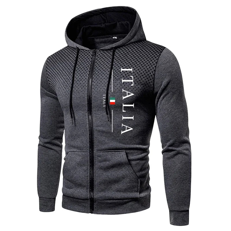 Beliebter Herren-Trainingsanzug für Herbst und Winter mit Kapuzenjacke mit Reißverschluss und Jogginghose, urbaner lässiger Sportanzug für tägliches Training