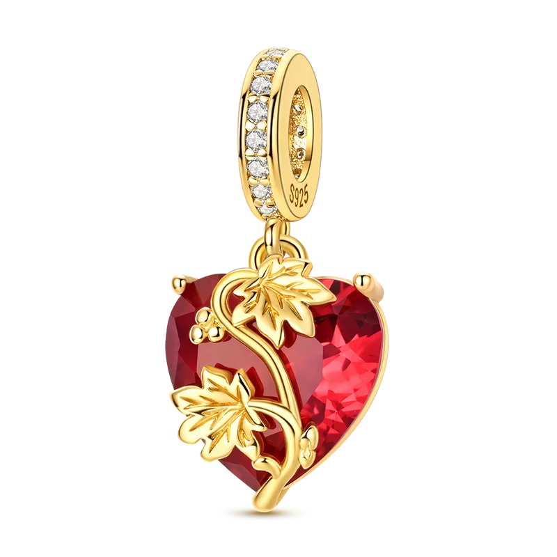 925 Sterling Silver Bright Red Charms Bead CZ Zircon Cute Doll Pendants Fit Original Bracelet DIY Jewelry Women Gift