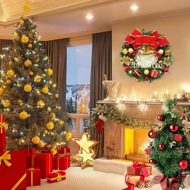 Weihnachtsdekoration, handgefertigter Weihnachtskranz zum Aufhängen an Tür oder Fenster, exquisite hochwertige Wohnaccessoires