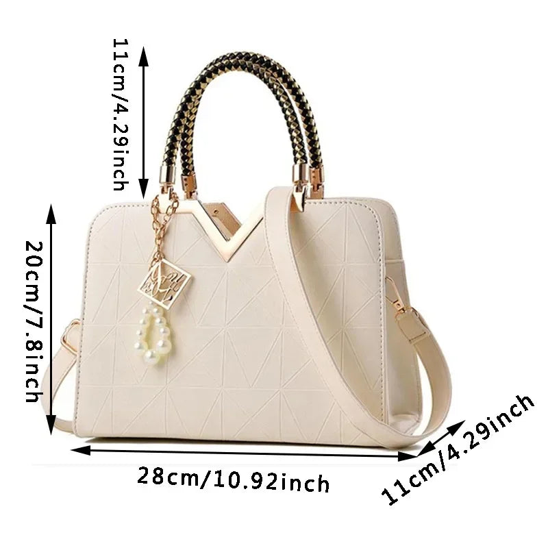 Women Handbag Patchwork Shoulder Messenger Office Work PU Leather Female Bag Ladies Luxury Fashion Elegant