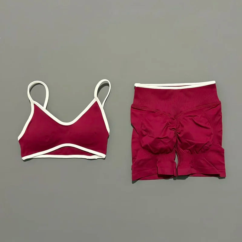 Ensemble yoga femme, 2 pièces, haut et short