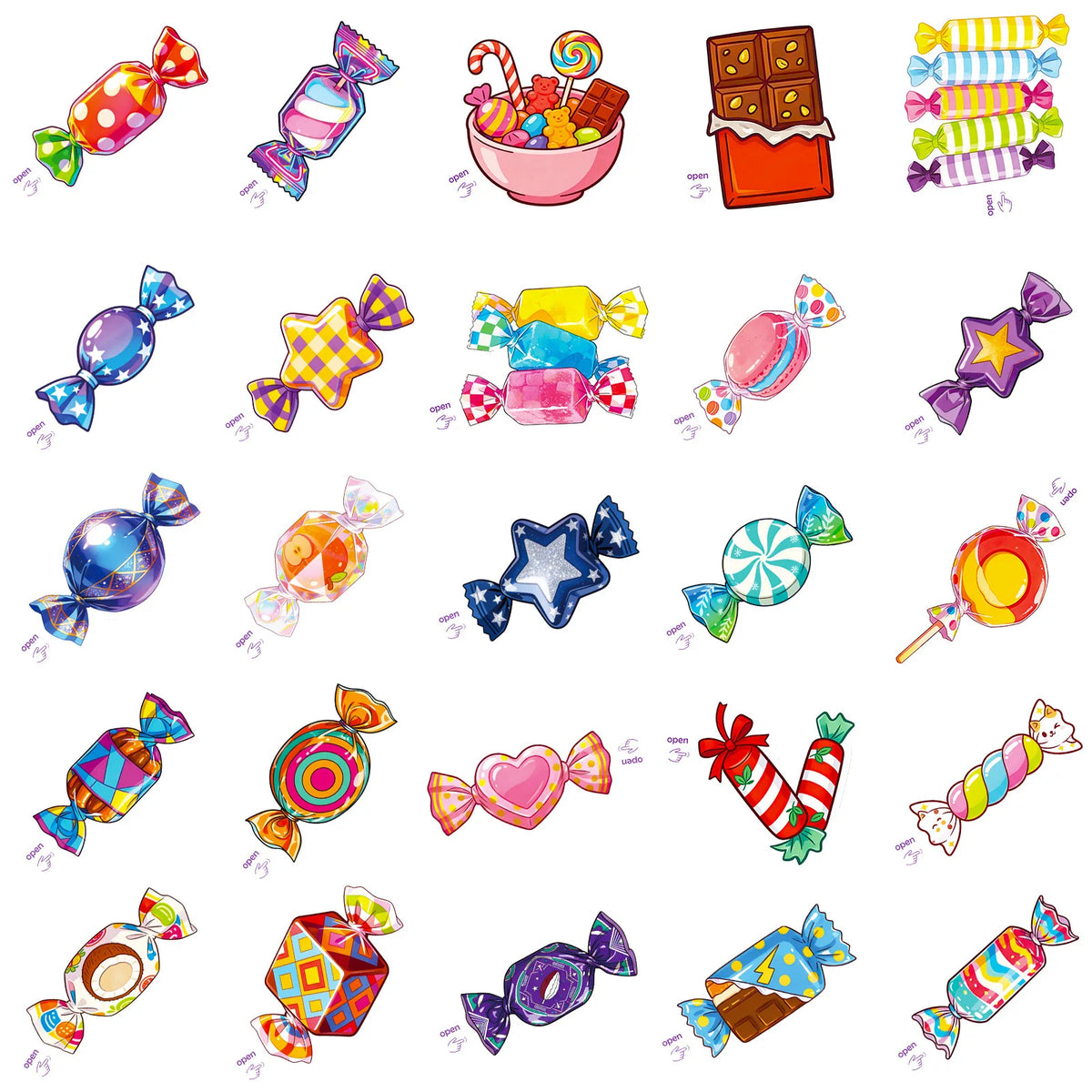 50-Pack Cartoon Colored Candy Stick Stickers Notebooks Luggage Fridges Helmets Storage Boxes Stationery Waterproof Stickers