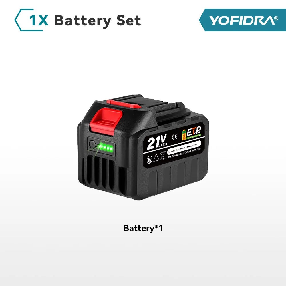 YOFIDRA 20V wiederaufladbarer Lithium-Akku EU-Stecker 15000mAh. 928VF 22500mAh. Akku-Kapazitätsanzeige. für Kettensäge Elektrobohrer