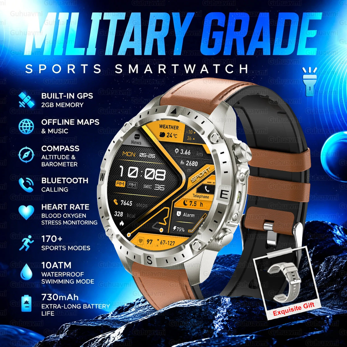 GPS Outdoor Smartwatch with Compass and Offline Map Feature