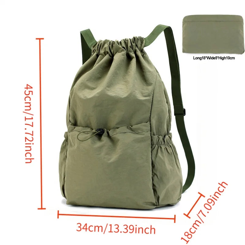Sac à dos à cordon léger et tendance : sac de sport imperméable à grande capacité pour l'école, les livres, les activités de plein air, les voyages