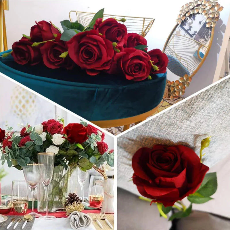 1/5/10/20 Artificial Roses Flowers Rose Branches Artificial Red Roses Realistic Fake Roses Wedding Birthday Home Decoration
