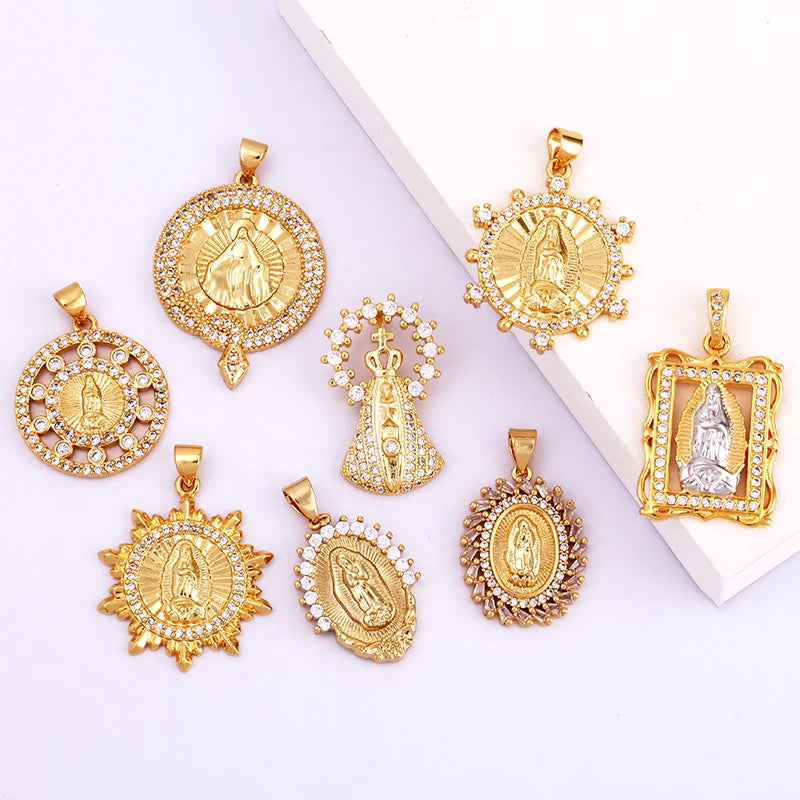 Ciondolo religioso con Gesù e Madonna per collana o bracciale